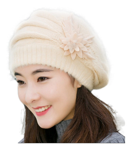 Moda Para Mujer Flor De Punto De Ganchillo Gorro De Invierno