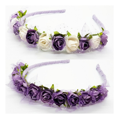 Vincha Fiesta Bautismo Fotos Beba Corona De Rosas Violeta