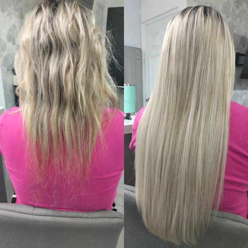 Aplicación De Extensiones De Cabello Natural Humano 