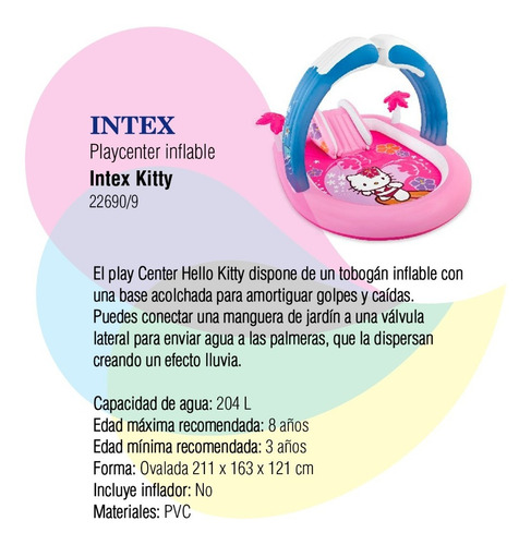 Imagen 2 de 6 de Playcenter Inflable Intex Kitty 211x163x121cm 57137np