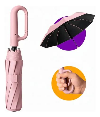 Guarda Chuva Automático Reforçado Proteção Solar Sombrinha Rosa