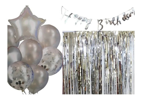 Cortinas Metalizadas Cumpleaños Eventos Fiestas Globos