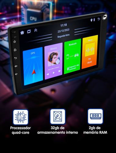 Multimidia 9' Android Corsa 02 Até 2012 Android Auto Carplay