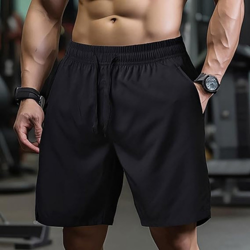 Traje De Baño Hombre Natacion Playa Short Rapido Secado Negro L