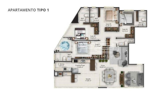 Imagem 3 de 14 de Veneza Residence - 4 Suites Quadra Mar Itapema - 2857