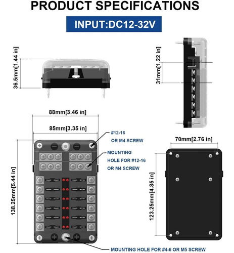 Bluefire - Caja Para Fusibles De 12 Vías, Soporte Para Fusib