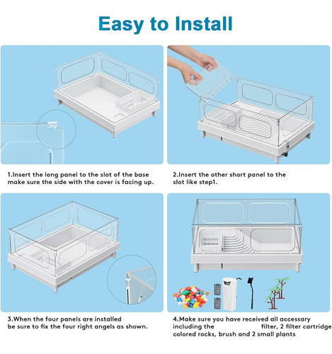 Turtle Tank, Small Turtle Tank Kit, Turtle Aquarium With Fil
