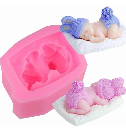 Molde Silicona Mini Bebé Fondant Resina Yeso Jabones Velas