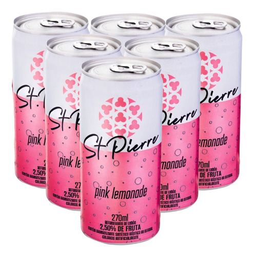Kit C/ 6un Refrigerante Pink Lemonade St Pierre Lata 270ml