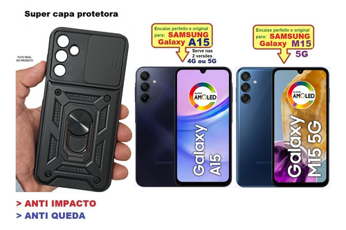 Capinha Para Samsung A15 / M15 5g Capa Anel Case Prot Câmera