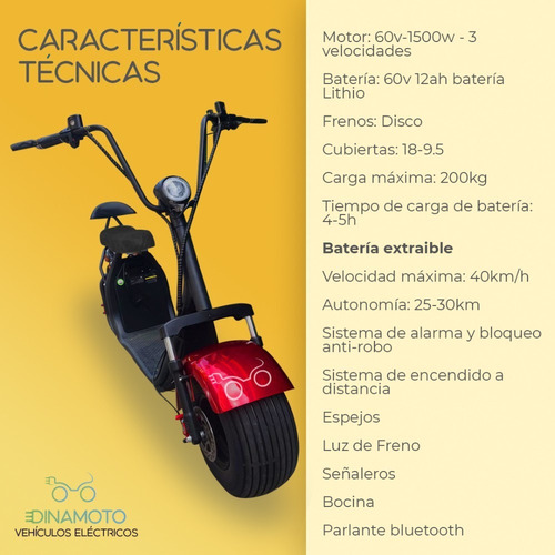 Moto Eléctrica Ruedas Anchas Dinamoto Benteveo