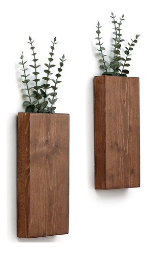 2 Maceta Madera Para Pared Bolsillo Flor Seca Florero