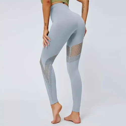 Lycra Leggings Deportivo Con Malla - Gris Claro Ref. 1150