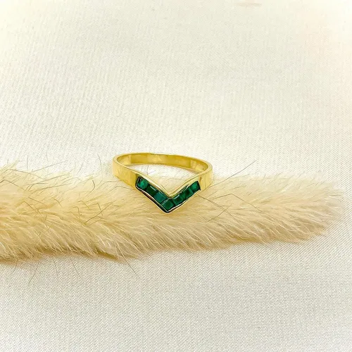 Anillo Pico Oro 18k Esmeraldas T18