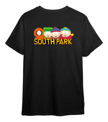 Remera Negra Hombre Estampada Vinilo South Park