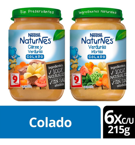 Colado Nestlé® Naturnes® Carne Y Verduras Frasco 215g X12