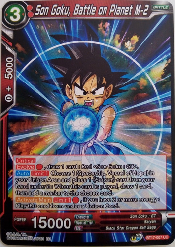 Dragon Ball Super Tcg Son Goku, Battle On Planet Bt17-007 Uc