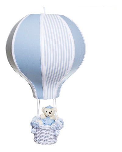 Lustre Balão Grande Azul Com Ursinho Quarto Bebê Infantil