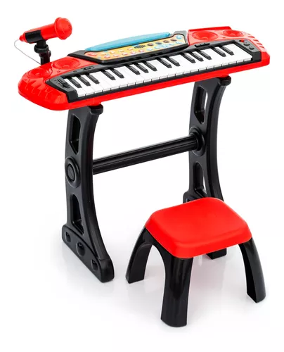 Piano Teclado Infantil com 31 Teclas, Banco, Microfone e Modo