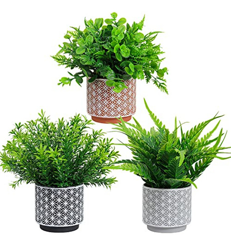 Plantas Falsas Maceta, Juego De 3 Helechos Realistas Ma...