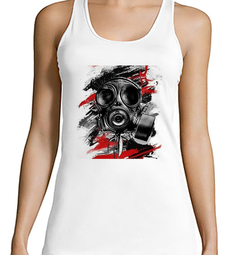 Musculosa Mujer Gas Mascara Decorativa Diseño Dibujo Bio