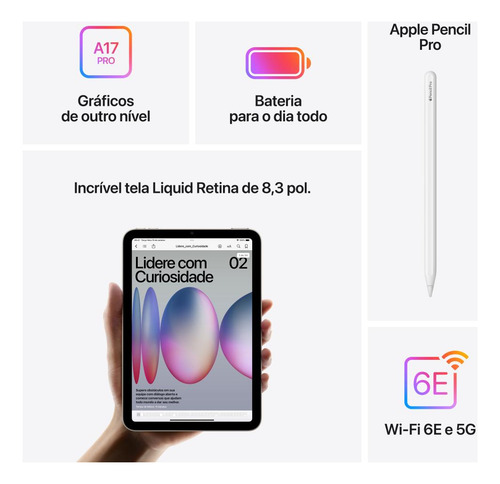Apple iPad Mini, A17 Pro, Wifi + Cellular 256 Gb Azul