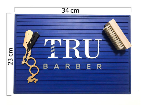 Alfombra Antideslizante True Barber +navaja+cepillo