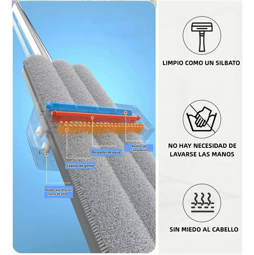 Trapeador Microfibra Plano Auto Exprime Mechudo Compacto Mop