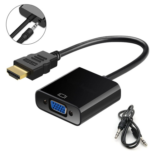 Cable Convertidor Hdmi A Vga Adaptador Con Auxiliar 3.5mm Para Audio