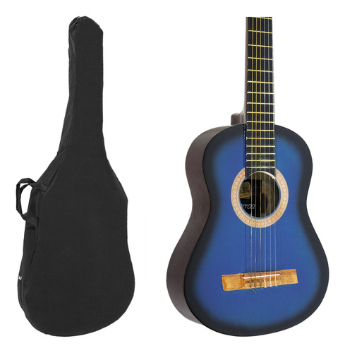Guitarra Criolla Clásica De Estudio Mediana 3/4 Azul + Funda