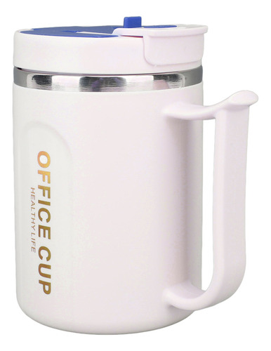 Taza Con Mango Y Tapa De Acero Inoxidable Azul 304 Con Aisla