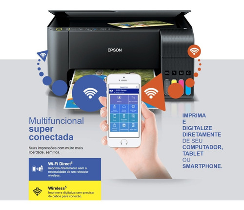 Impressora Epson Colorida L3150 Wifi Scaner -imprimi- Copias