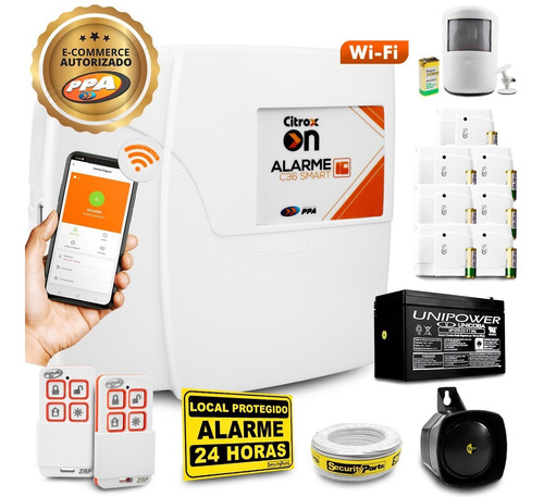 Kit Alarme S/ Fio Ppa App Wifi 2 Control 8 Sensores Bateria