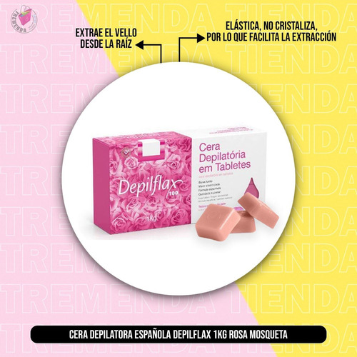 Imagen 2 de 8 de Cera Depilatoria Española Depilflax 1 Kg Rosa Mosqueta