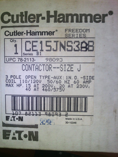 Breaker Contactor Cutler-hammer Ce 15 Dns 3 Series B1