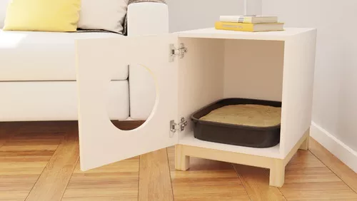 Casa para Gatos de Madeira, Móvel para Caixa de Areia para Gatos 2