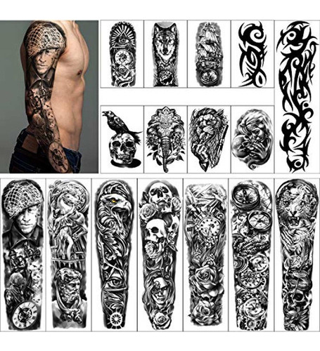 Tinta Para Tatuaje Tatuajes Temporales De Brazo Completo, 8 