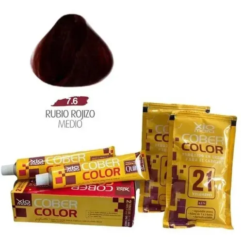 Xiomara Cober Color Tinte 2 Tubos De 60gc/u Tono 7.6 rubio rojizo medio