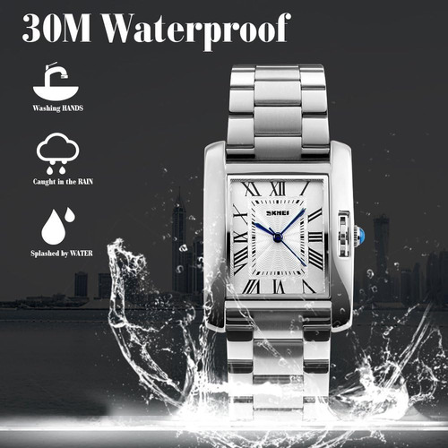 Reloj Pulsera Mastop Rectangular De Acero Inoxidable P/mujer