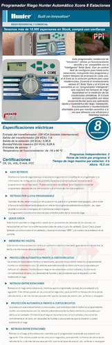 Combo Programador De Riego 2 Zonas Hunter + 2 Valvula Pgv100