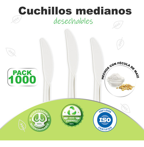 Cuchillo Desechable Biodegradable Ecológico | 1000 Pzas