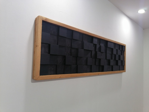 Panel Acústico Decorativo De Madera Marco De Cedro 110x35cm