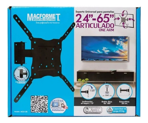 Soporte Universal Para Pantallas Macformet 24 A 65 Pulgadas Negro
