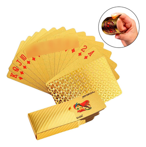 Baralho Dourado Resistente A Água Anti Rasgo Cartas Ouro