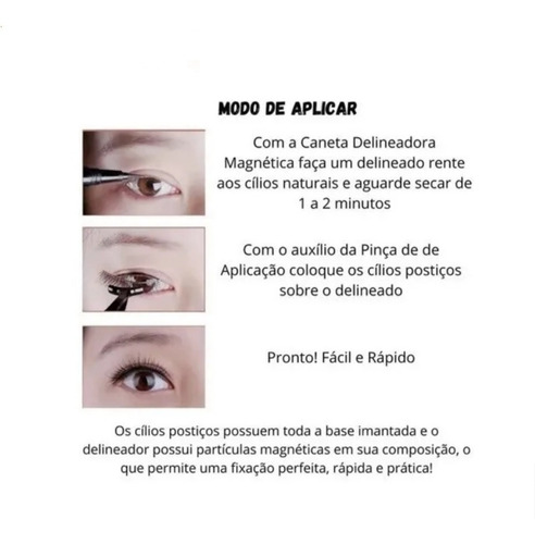 Imagem 3 de 8 de 5 Cílios Postiços Magnéticos Volume S/ Cola Envio Imediato