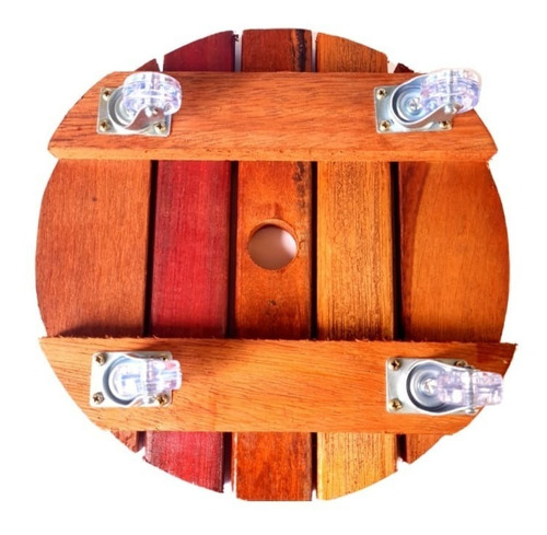 Imagem 2 de 6 de Suporte De Madeira Para Vasos Redondo 30 Cm Roda Cristal