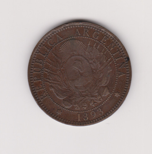 Moneda Argentina 2 Ctvs Año 1893 Muy Bueno +