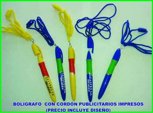Bolígrafos / Lapicero Publicitarios Con Cordón Impreso