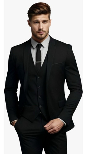 Kit Terno Slim Completo - Paletó+calça+colete+gravata