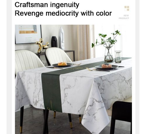 Mantel Rectangular De Alta Calidad Con Textura De Mármol Par